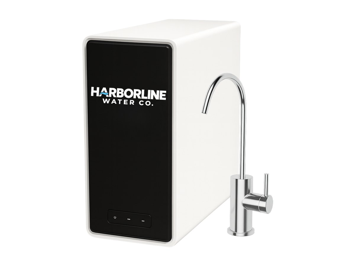 Harborline tankless reverse osmosis drinking water system with dedicated faucet